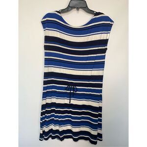 Gap capped sleeve striped dress size small 100% rayon